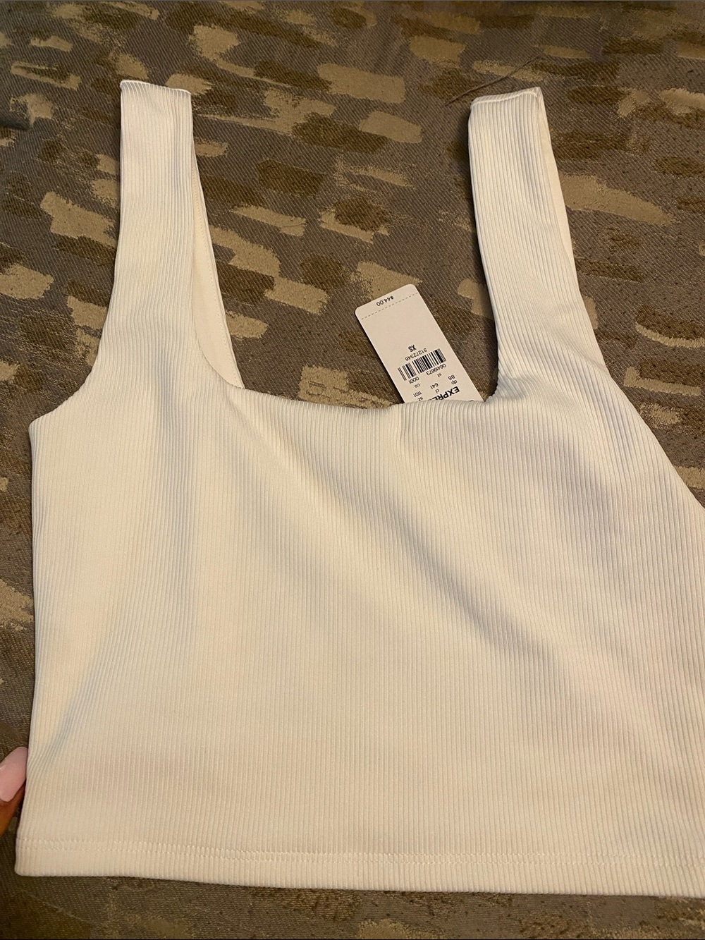 Express White Ribbed Square Neck Crop Tank